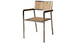 OUTFLEXX moderne Garten Stuhl aus solidem rostfreiem Edelstahl, Sitzfläche Rückenlehne aus hochwertigem Teakholz, ca. 54 x 53 x 82,5 cm, ...