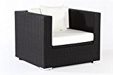 OUTFLEXX Sessel aus Polyrattan mit Kissenboxfunktion inkl. Polster und Kissen in schwarz