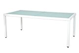 OUTFLEXX stilvoller Esstisch aus hochwertigem Polyrattan in weiß, inkl. weiße innenliegende Glas-Tischplatte, ca. 200 x 100 x 74 cm, großer ...