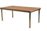 OUTFLEXX stilvoller Esstisch aus hochwertigem Teakholz und rostfreiem Edelstahl, ca. 160 x 90 x 75 cm, Gartentisch, Esstisch, großer Holztisch ...