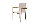 OUTFLEXX stilvoller Stuhl in taupe aus solidem Edelstahl, Sitzfläche aus hochwertiger Textilene und Armlehnen aus FSC-Teakholz, ca. 67 x 56 ...