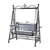 Outsunny 840-042 Outdoor Garten Terrasse Gusseisen Metall Vintage Stil Swing Stuhl Hängematte Bench - Schwarz