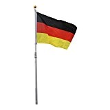 Outsunny® Alu Fahnenmast Flaggenmast Deutschlandfahne Staatsflagge Nationalflagge Fahne L150 x W90cm 6,5/4/2m mit/ohne Mast (L150 x W90cm/ 6,5m)