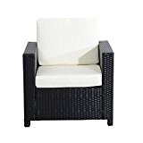 Outsunny Einzel-/ Lounge Sessel, Polyrattan Alu für Sitz-/ Essgruppe Gartenmöbel Garnitur, schwarz