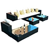 Outsunny Gartenmöbel 20-teilig Luxus Polyrattan Lounge Liege mit 3 Beistelltische, schwarz