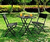Outsunny Gartenmöbel-Set aus Polyrattan mit Tisch und Stühlen, 3-teilig, Schwarz
