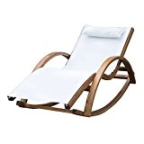 Outsunny Liegestuhl Sonnenliege Gartenliege Lounge Schaukelliege Relaxliege Relaxsessel mit Schaukelfunktion, creme, 165x72x70 cm, 840-015CW
