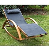 Outsunny Liegestuhl Sonnenliege Gartenliege Lounge Schaukelliege Relaxliege Relaxsessel mit Schaukelfunktion, schwarz, 165x72x70 cm, 840-015BK