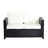 Outsunny Sessel Exklusives Polyrattan Gartenmöbel Doppelsofa, Gartenset Sitzgruppe, 5 teilig, schwarz