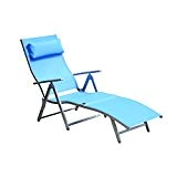 Outsunny® Sonnenliege Gartenliege stabil Strandliege klappbar mit Kissen 2 Farben (Blau)
