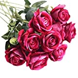 OverDose Künstliche gefälschte Rosen Flanell-Blume Brautstrauß Hochzeit Home Decor Artificial Fake Roses Bridal Bouquet (B, 5 Pcs)