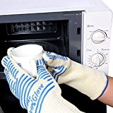 OVOS Premium-Ofen-Handschuhe Extra lange Stulpe EN407 & CE zertifiziert Festigkeit bis 932 ° F Koch-Handschuhe Anti-Rutsch Silikon-Streifen für leichteren Halt ...