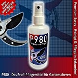 P980 - Reinigungs- und Pflege-Öl Premium-Spray für Gartenscheren, Rosenscheren und Messer - Rostschutz und Schmier-Mittel
