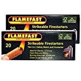 Packungen mit 20 Flamefast Strikeable Feuerzünder einfach zu bedienen 2in1 Safety Match und Firestarter Verbrennungen für 10 Minuten & Tigerbox ...