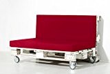 Palemare Palettenkissen Palettenpolster RG50 Kunstleder 120x80x15cm (Set: Sitzkissen + Rückenlehne) Indoor Bezug Rot waschbar