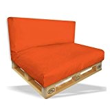 Palettenkissen 2er Set - Sitzpolster 120x80x15cm + Rückenkissen 120x40x10cm Farbe Orange - In & Outdoor - Palettenpolster - Paletten Rattanmöbel ...