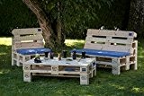 PALma Palettenmöbel Gartensitzgruppe aus hochwertigen Möbelpaletten ... (mit Füßen, helle Paletten)