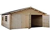 Palmako Blockbohlen-Doppel-Garage Roger 28,4 44 mm natur mit Holztoren
