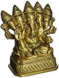 Panchmukhi Ganesha Brass Statue Five Faced Indain God Murti Idol Hindu Religious 4.5 inch