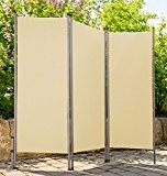Paravent outdoor Metall / Stoff creme beige Trennwand Sichtschutz Windschutz Sonnenschutz