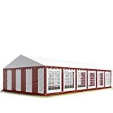 Partyzelt Pavillon 6x12m, hochwertige 500g/m² PVC Plane in rot-weiß, 100% wasserdicht, vollverzinkte Stahlkonstruktion mit Verbolzung