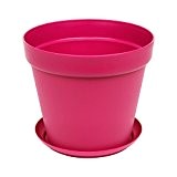 Patio Blumentopf rosa Pflanzkübel inkl. Untersetzer Übertopf Kunststoff 26 cm
