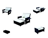 PE Rattan Multifunktionssofa Sofa Sitzgruppe Lounge Tisch Fußbank