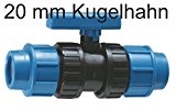 PE Rohr 20 mm und T-Stück Winkel Kugelhahn Muffen Verbinder (Kugelhahn 20mm)