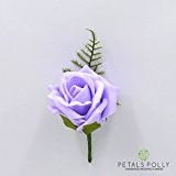Petals Polly Künstlicher Ansteckstrauß, Schaumstoff rose Knopfloch in lila