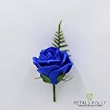 Petals Polly Künstlicher Ansteckstrauß, Schaumstoff rose Knopfloch in Royal Blau