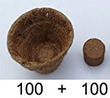 Pflanzen Anzuchtset: 100 x Pflanztöpfe aus Kokosfaser 0,15 Liter (Höhe 5,5 cm/ Ø oben 8 cm), + 100 x Kokos ...