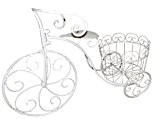 Pflanzfahrrad Metall weiß-grau Deko-Fahrrad mit Pflanzkorb Blumenständer