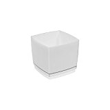 Pflanzkübel Cube Blumentopf inkl. Untersetzer 150 x 150 mm Würfel Form Übertopf grau
