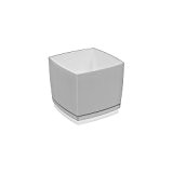 Pflanzkübel Cube Blumentopf inkl. Untersetzer 150 x 150 mm Würfel Form Übertopf dunkelgrau
