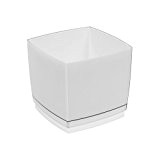 Pflanzkübel Cube Blumentopf inkl. Untersetzer 170 x 170 mm Würfel Form Übertopf grau