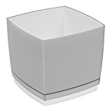 Pflanzkübel Cube Blumentopf inkl. Untersetzer 200 x 200 mm Würfel Form Übertopf dunkelgrau