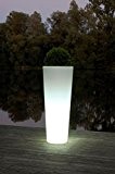 Pflanzkübel "Rondo Classico" aus Kunststoff beleuchtet, 110 cm, Weiß