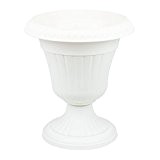 Pflanzpokal dekorative Amphore Pflanzgefäß Schale Vase weiss H 42 cm Blumentopf Milano