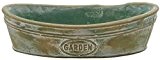 Pflanzschale aus Zement oval 24,5cm x 9cm x 8cm grün antike Look Vintage Heimdeko