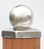 Pfostenkappe Edelstahl mit Kugel für Pfosten 7x7 cm, inkl. VA-Schrauben