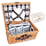 Picknickkorb "PickPack" mit Kühlfach, Kühlpacks und Geschirr in weiß oder braun (braun)