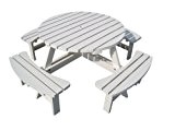 Picknicktisch 'City' weiß und rund 185 cm, Holz, moderner runder weißer Picknicktisch