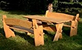 Picknicktisch Sitzgruppe mit Holzkeilen Rustikal Sitzgarnitur Biergarten Gartenmöbel Gartenbank aus Holz Massiv ...
