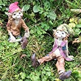 Pixies SAT Down Magical Mystery Hochwertige Garden Decor Figuren Elf & Fairy Kinder Set 2 Höhe: 12 cm