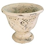 Pokal Pflanzpokal Valo aus Keramik creme antike 20cm x 20cm x 16,5cm Gartendeko Umtopf Pflanzgefäß Vintage Look