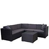 Poly-Rattan Sofa-Garnitur ROM Basic, Sitzgruppe Lounge-Set, Alu ~ anthrazit, Kissen anthrazit