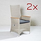 Poly Rattan Stühle 2 Gartensessel Gartenstühle beige Stuhl Terrassenstuhl Garten