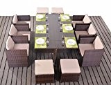 Polyrattan Essgruppe Tischset Würfel Cube für 10 Personen braun