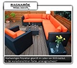 PolyRattan Lounge DEUTSCHE MARKE -- EIGNENE PRODUKTION 7 Jahre GARANTIE Garten Möbel incl. Glas und Polster Ragnarök-Möbeldesign (schwarz) Gartenmöbel