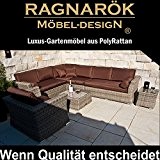 PolyRattan Lounge DEUTSCHE MARKE -- EIGNENE PRODUKTION -- 7 Jahre GARANTIE Garten Möbel incl. Glas und Polster Ragnarök-Möbeldesign (Natur-Farben Rundrattan ...